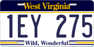 WV license plate 1EY275