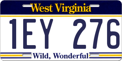 WV license plate 1EY276