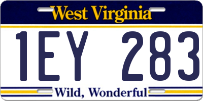 WV license plate 1EY283