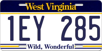 WV license plate 1EY285