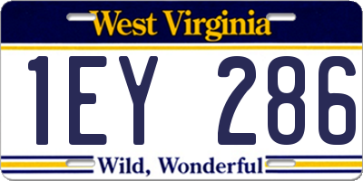 WV license plate 1EY286