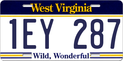 WV license plate 1EY287