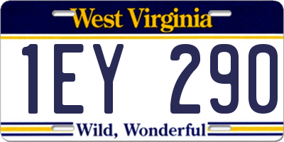 WV license plate 1EY290