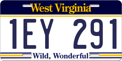 WV license plate 1EY291