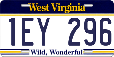 WV license plate 1EY296