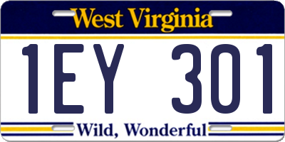 WV license plate 1EY301