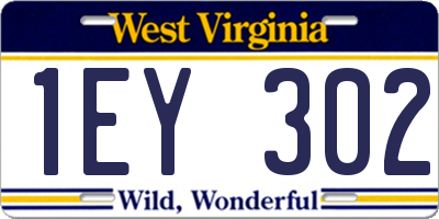 WV license plate 1EY302