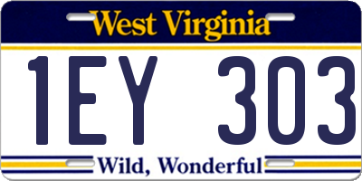 WV license plate 1EY303