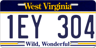 WV license plate 1EY304