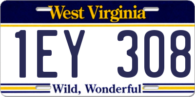 WV license plate 1EY308