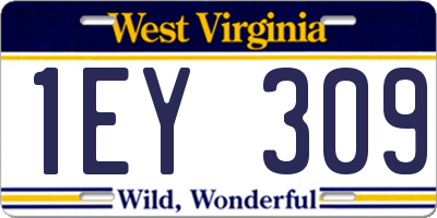 WV license plate 1EY309