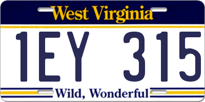 WV license plate 1EY315