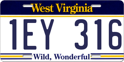 WV license plate 1EY316