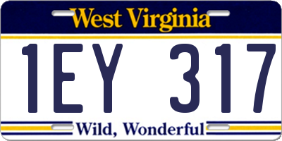 WV license plate 1EY317
