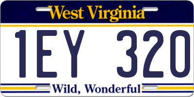 WV license plate 1EY320