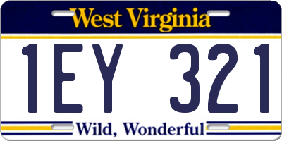 WV license plate 1EY321