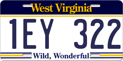 WV license plate 1EY322