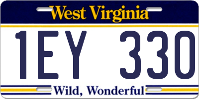 WV license plate 1EY330