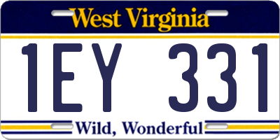 WV license plate 1EY331