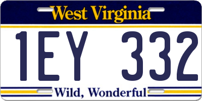 WV license plate 1EY332