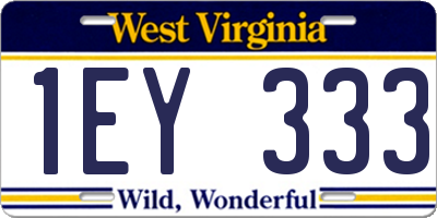 WV license plate 1EY333