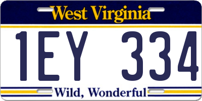 WV license plate 1EY334