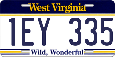 WV license plate 1EY335