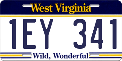 WV license plate 1EY341