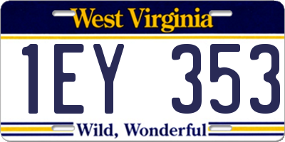 WV license plate 1EY353