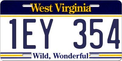 WV license plate 1EY354