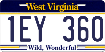 WV license plate 1EY360