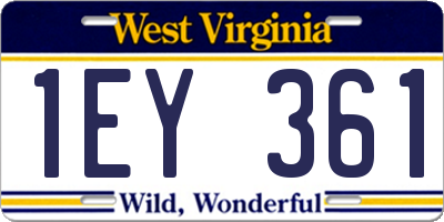 WV license plate 1EY361