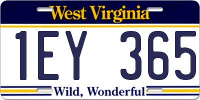 WV license plate 1EY365