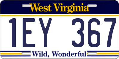 WV license plate 1EY367