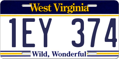 WV license plate 1EY374