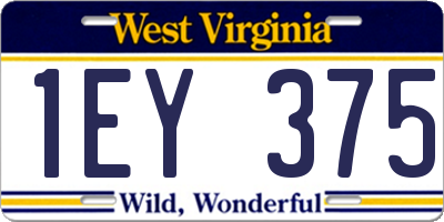 WV license plate 1EY375