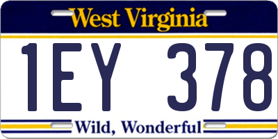 WV license plate 1EY378