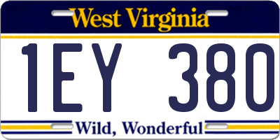 WV license plate 1EY380