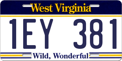 WV license plate 1EY381