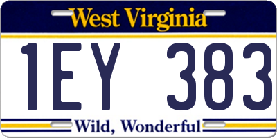 WV license plate 1EY383