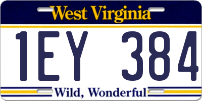 WV license plate 1EY384