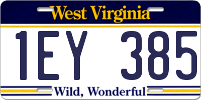 WV license plate 1EY385