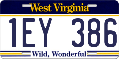 WV license plate 1EY386