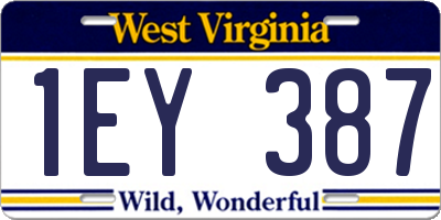 WV license plate 1EY387