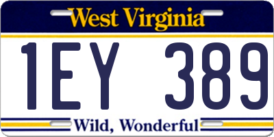 WV license plate 1EY389