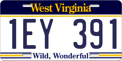 WV license plate 1EY391
