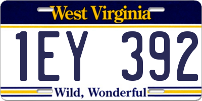 WV license plate 1EY392