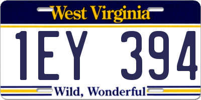 WV license plate 1EY394