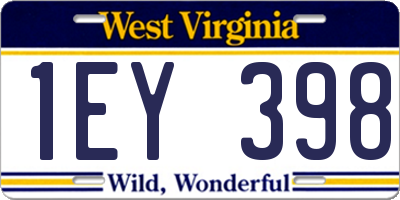 WV license plate 1EY398