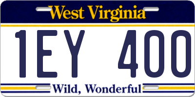 WV license plate 1EY400